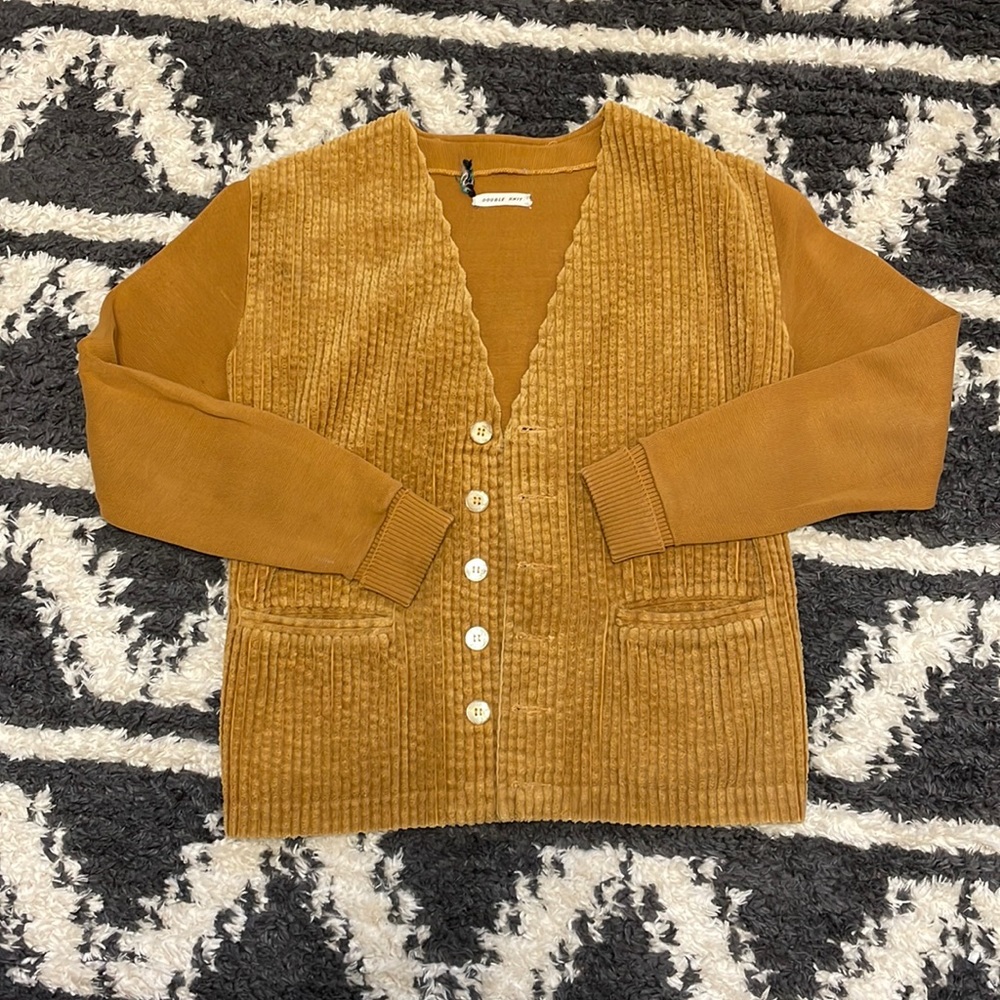 Vintage retro mustard corduroy sweater blazer